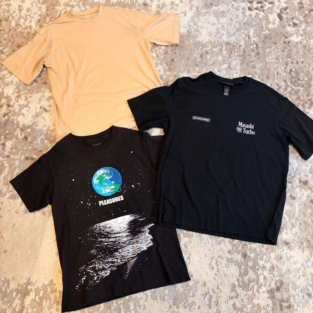 Black Graphic Tee with Earth Design